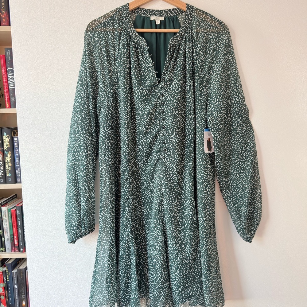 Joie Green Patterned Long Sleeve Dress